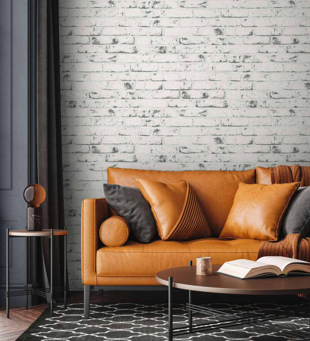 Grey Brick Painted White